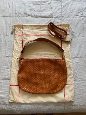 Clare V. Moyen Messenger in Natural Woven Checker